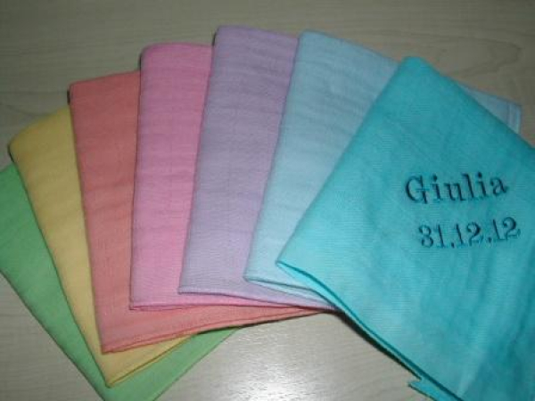 Nuscheli 60x60 bestickt Name & Datum