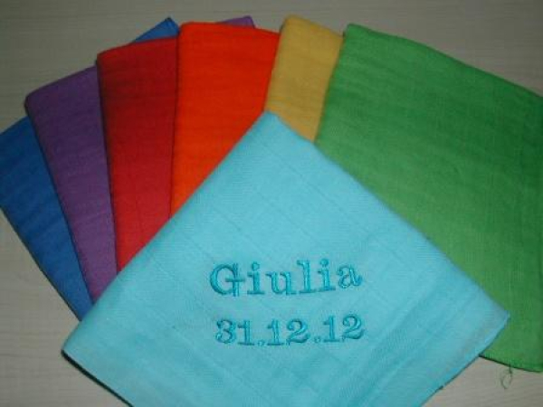 Nuscheli 60x60 bestickt Name & Datum
