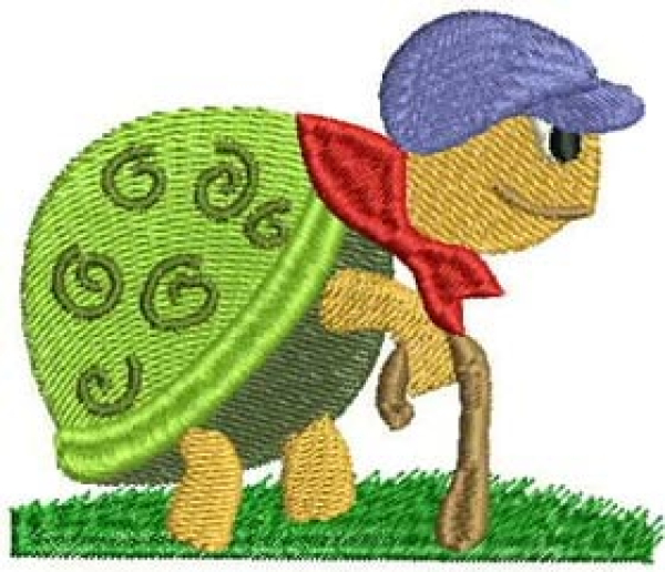 Motiv Schildkröte mit Stock
